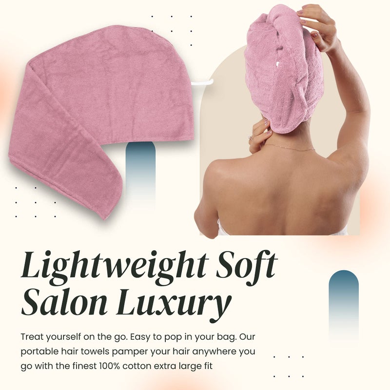 Aspen5 Extra Large Waffle Cotton Hair Towel Wrap - 30 inches Long, 400 GSM, Ultra Absorbent, Quick Dry Hair Turban for Women, Ideal for Long and Curly Hair, Perfect for Plopping (Hippie Pink) - Image 5